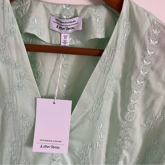 & OTHER STORIES Butterfly Embroidered Fit & Flare Midi Dress - Picture 9 of 12